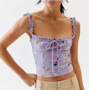 NWT Urban Outfitters Elsa Purple Floral Corset Tank Top